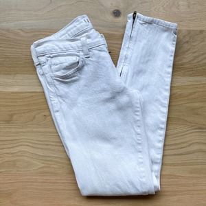 J BRAND Women's White Stretch Denim Zip Ankle The Deal Skinny Leg Jeans sz 26